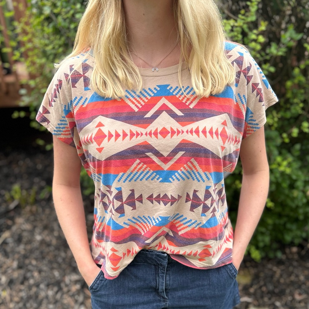 Boho Aztec Pattern Short Sleeve Shirt